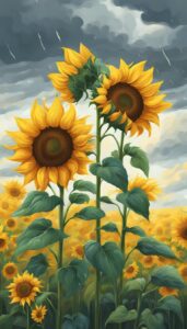 raining sunflower background illustration aesthetic 5