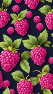 raspberries black dark pattern background wallpaper aesthetic illustration 1