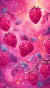 raspberries pink pattern background wallpaper aesthetic illustration 3
