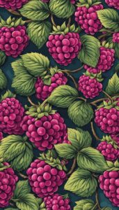 raspberries vintage pattern background wallpaper aesthetic illustration 1