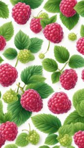 raspberries white pattern background wallpaper aesthetic illustration 1