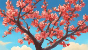 red almond tree blossom background illustration aesthetic wallpaper 1