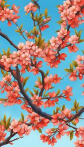 red almond tree blossom background illustration aesthetic wallpaper 4