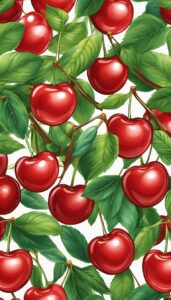 red cherry fruit pattern background wallpaper aesthetic illustration 1