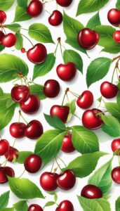 red cherry fruit pattern background wallpaper aesthetic illustration 2