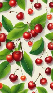 red cherry fruit pattern background wallpaper aesthetic illustration 3
