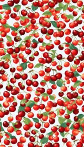 red cherry fruit pattern background wallpaper aesthetic illustration 5