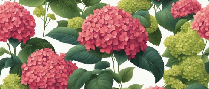 red hydrangea ortensia flower aesthetic background wallpaper illustration 1