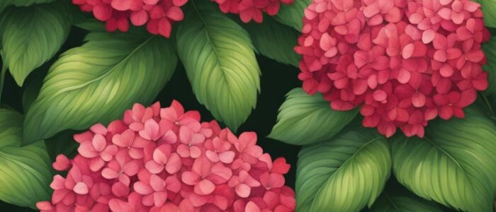 red hydrangea ortensia flower aesthetic background wallpaper illustration 2