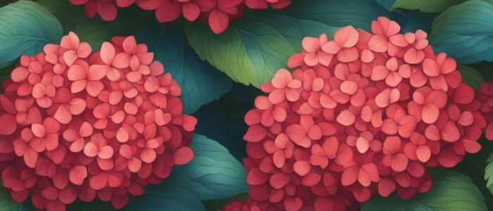 red hydrangea ortensia flower aesthetic background wallpaper illustration 3