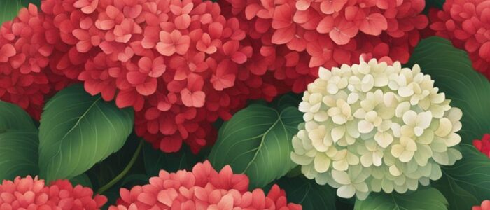 red hydrangea ortensia flower aesthetic background wallpaper illustration 4