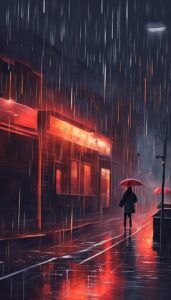 red rain background wallpaper aesthetic illustration 2