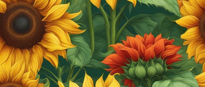 red sunflower background illustration aesthetic 2