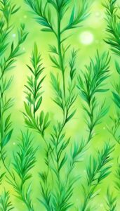 rosemary plant green background wallpaper aesthetic illustration 4