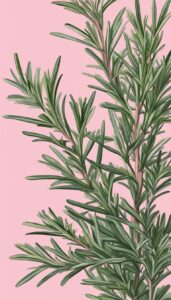 rosemary plant pink background wallpaper aesthetic illustration 2
