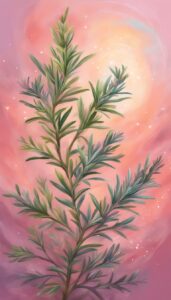 rosemary plant pink background wallpaper aesthetic illustration 3