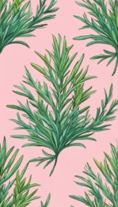 rosemary plant pink background wallpaper aesthetic illustration 4