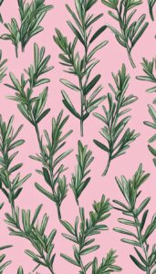 rosemary plant pink background wallpaper aesthetic illustration 6
