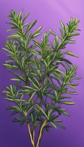 rosemary plant purple background wallpaper aesthetic illustration 1