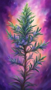 rosemary plant purple background wallpaper aesthetic illustration 2