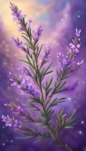 rosemary plant purple background wallpaper aesthetic illustration 4
