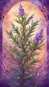 rosemary plant purple background wallpaper aesthetic illustration 5
