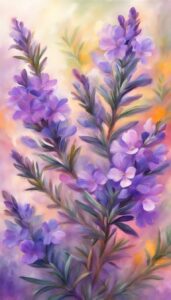 rosemary plant purple background wallpaper aesthetic illustration 6