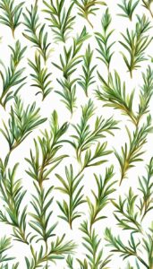 rosemary plant white background wallpaper aesthetic illustration 4