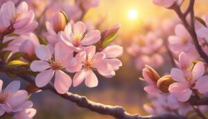 sunset almond tree blossom background illustration aesthetic wallpaper 1