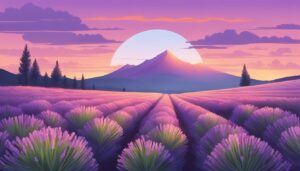 sunset lavender plants flowers background wallpaper aesthetic illustration 1