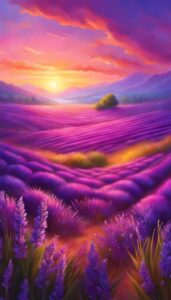 sunset lavender plants flowers background wallpaper aesthetic illustration 4