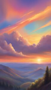 sunset rainbow background wallpaper aesthetic illustration 1