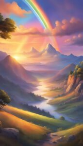 sunset rainbow background wallpaper aesthetic illustration 3