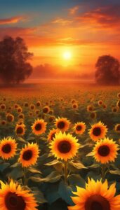 sunset sunflower background illustration aesthetic 2