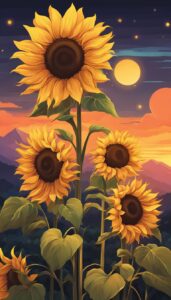 sunset sunflower background illustration aesthetic 4