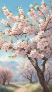 vintage almond tree blossom background illustration aesthetic wallpaper 2