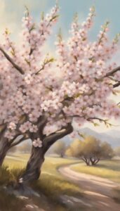 vintage almond tree blossom background illustration aesthetic wallpaper 4