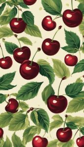 vintage cherry fruit pattern background wallpaper aesthetic illustration 1