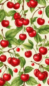vintage cherry fruit pattern background wallpaper aesthetic illustration 3
