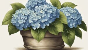 vintage hydrangea hortensia plant in pot illustration idea 1