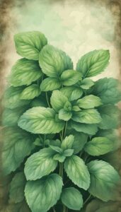 vintage mint plant background aesthetic illustration wallpaper 3