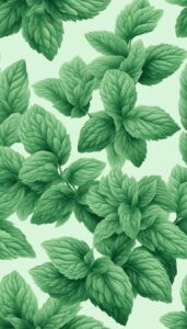 vintage mint plant background aesthetic illustration wallpaper 4