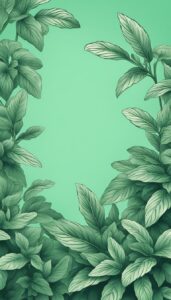 vintage mint plant background aesthetic illustration wallpaper 5