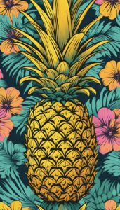 vintage pineapple ananas fruit pattern background aesthetic illustration wallpaper 3