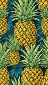 vintage pineapple ananas fruit pattern background aesthetic illustration wallpaper 4