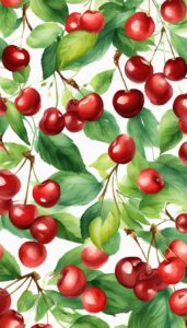 watercolor art cherry fruit pattern background wallpaper aesthetic illustration 1