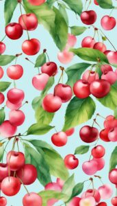 watercolor art cherry fruit pattern background wallpaper aesthetic illustration 5