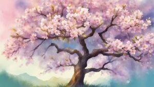 watercolors almond tree blossom background illustration aesthetic wallpaper 1