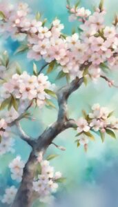 watercolors almond tree blossom background illustration aesthetic wallpaper 2