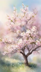 watercolors almond tree blossom background illustration aesthetic wallpaper 4